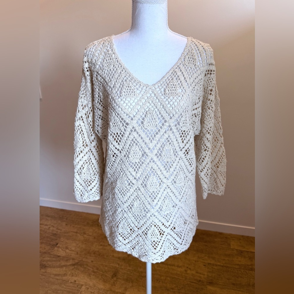 Unbranded Crochet Open Knit Y2K Fairy Grunge Whimsigoth Tunic Angelcore